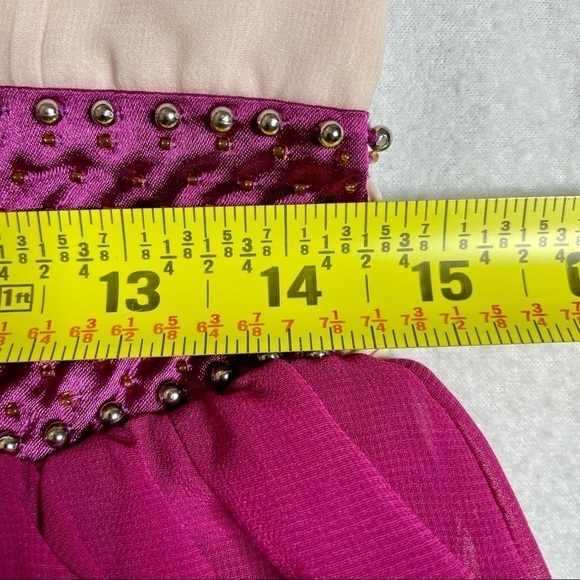 Katia One Shoulder Fit & Flare Magenta Cream Dress Size Large - Picture 9 of 12